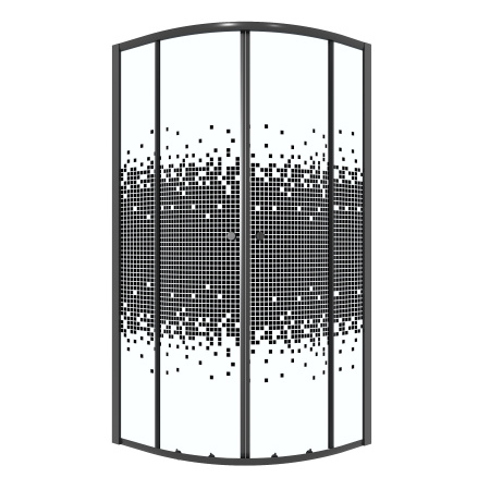 Душевое ограждение Niagara Eco NG-1003-14BLACK (80х80х190) четверть круга,раздвижное,черный,стекло мозаика