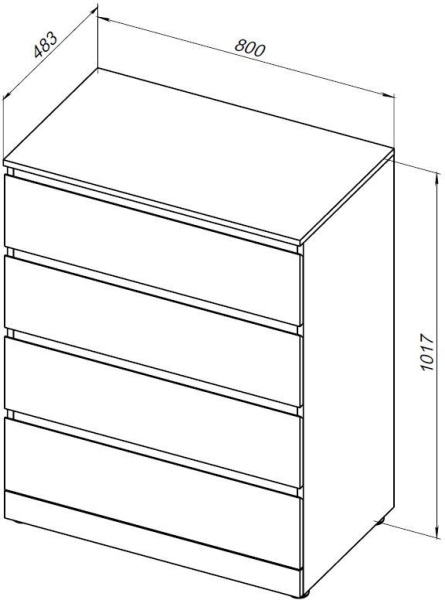 Комод Aquanet Сканди 800x480 Дуб крафт (4 ящика)
