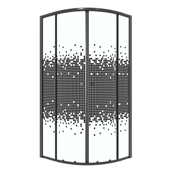 Душевое ограждение Niagara Eco NG-1003-14BLACK (80х80х190) четверть круга,раздвижное,черный,стекло мозаика