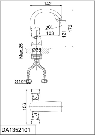 Смеситель для раковины D&K Hessen Grimm DA1382101