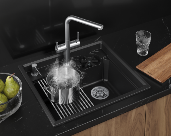 Мойка для кухни Granula Kitchen Space Rinzer 5807R шварц, 58х52 см, прямоугольная