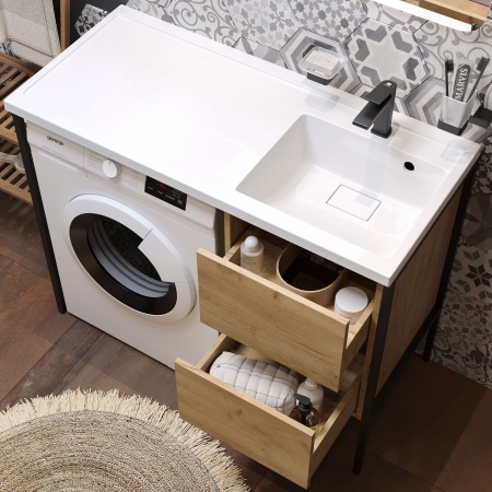 Раковина STWORKI Флом SFnS1100L на стиральную машину, с кронштейном
