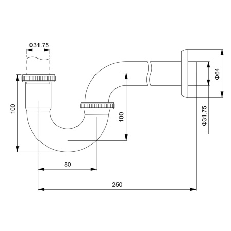 Сифон для раковины TIMO 961/17L, матовое золото