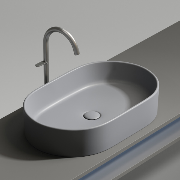 Умывальник Ceramicanova чаша накладная овальная (цвет Темный Антрацит Матовый) Element 608x385x122мм