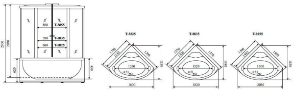 Душевая кабина Timo Comfort T-8825 Clean Glass 120x120x220