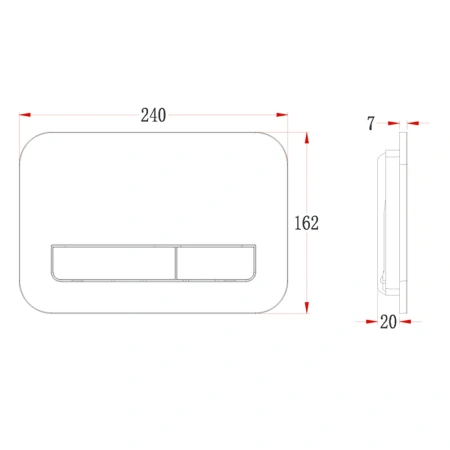 Кнопка смыва Veconi FLUSH V12, FLV12-B, 240х162х7, пластик, черный матовый