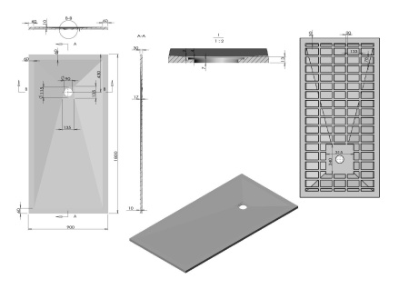 Поддон для душа из искусственного камня Vincea VST-4SR9018W, 1800*900*30, белый матовый