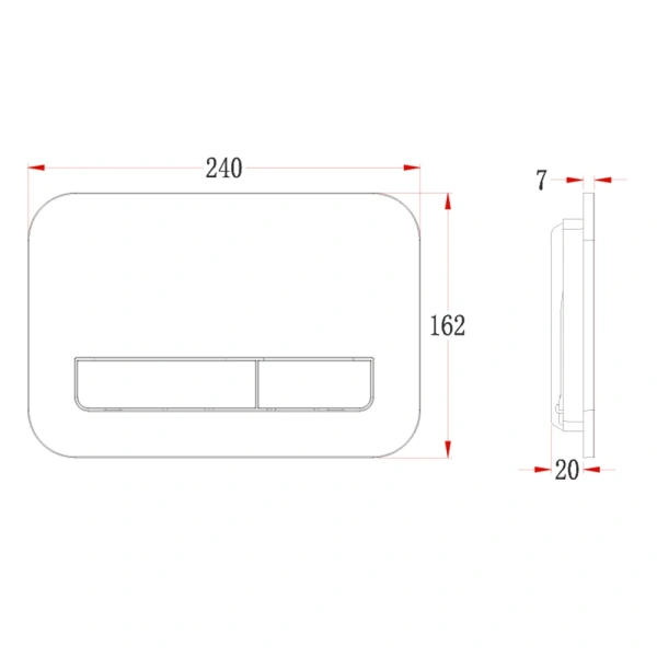 Кнопка смыва Veconi FLUSH V12, FLV12-GM, 240х162х7, пластик, оружейная сталь матовая