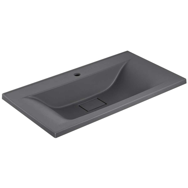 Тумба Vincea Mia 900 подвесная, 2 выкатных ящика soft close, R.Wood с умывальником VCB-3M900G из кварцевого камня, цвет серый
