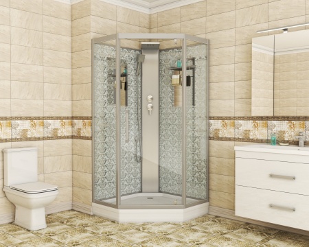 Душевая кабина Niagara Luxe NG-7717WBK 100x100х210, низкий поддон, стенки белые, без крыши