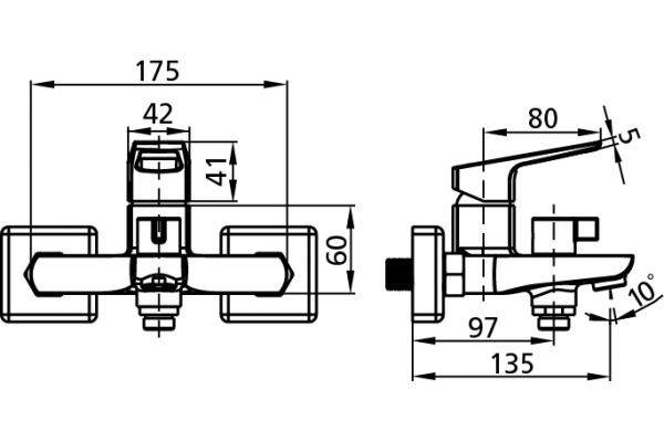 Смеситель для ванны Milardo Atlantic ATLSBC0M02