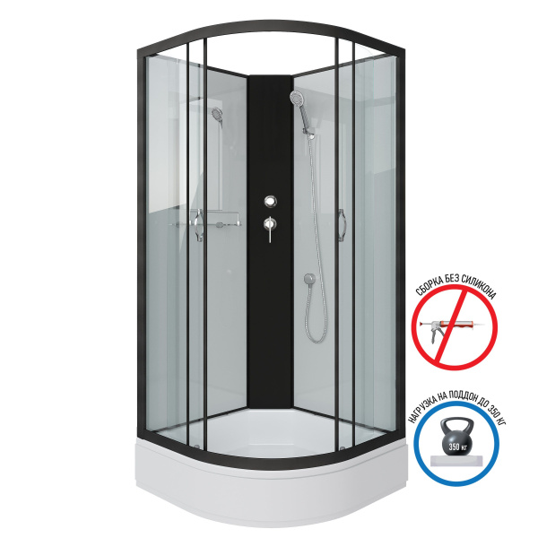 Душевая кабина Niagara Classic NG-6701-14BK 90х90х200, средний поддон 26 см, стекло прозрачное, черные профиля