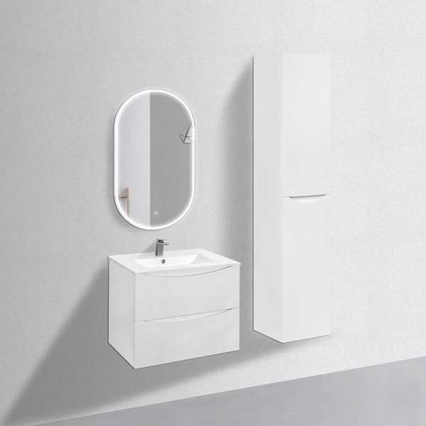 Тумба Vincea Mia 700 подвесная, 2 выкатных ящика soft close, G.White с умывальником VBS-13970 керамическая, цвет белый
