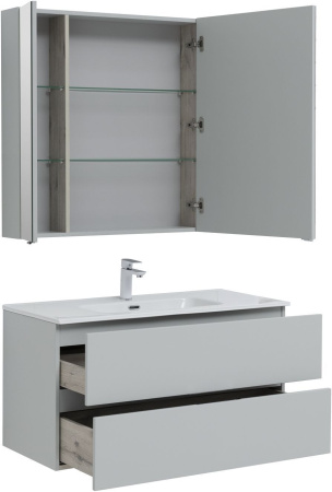 Мебель для ванной Aquanet Алвита New 100 2 ящика, серый