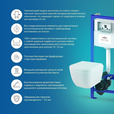 Комплект инсталляции и унитаза 6 в 1 Lavinia Boho Relfix One Rimless 75110112