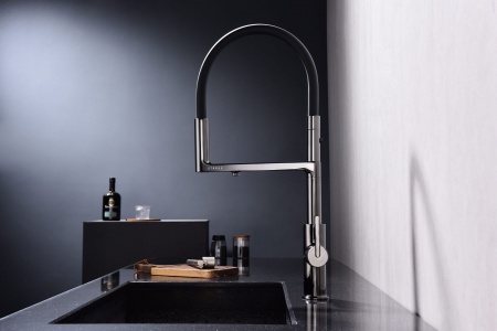 Смеситель для кухни TORNADO, глянцевый черный, To213402-GB, Paulmark
