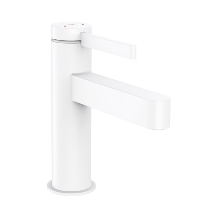 Hansgrohe Finoris Смеситель для раковины однорычажный 100 со сливным клапаном Push-Open белый матовый 76010700