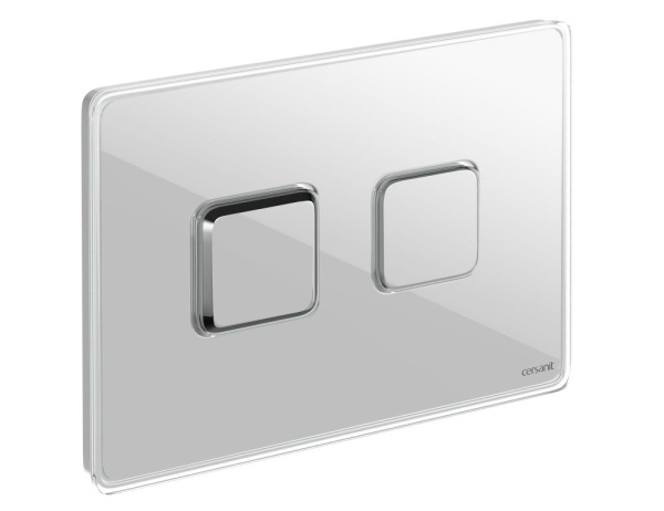 Кнопка Cersanit ACCENTO SQUARE для AQUA 50 пневматическая стекло белый, 63530