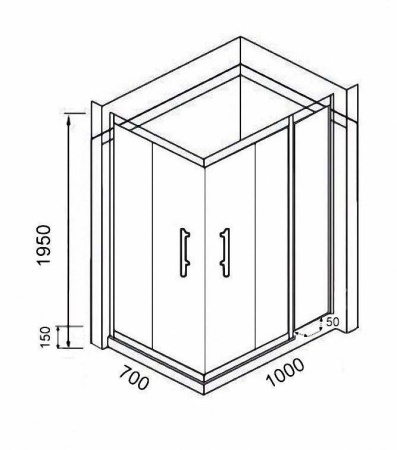 Душевой уголок PARLY QZ71S 70x100x195см с поддоном