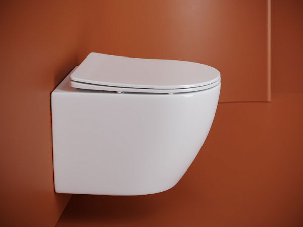 Подвесной унитаз Ceramicanova UNO безободковый, смыв Торнадо, с крепежом для полностью скрытого монтажа, ультратонким сидением с функцией быстрого снятия и крышкой с функцией плавного закрытия, цвет белый CN11001T