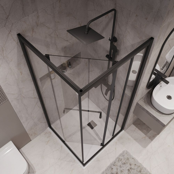Душевое ограждение  Niagara Nova  NG-6835-34BLACK (100*100*195) квадрат, двери раздвижные
