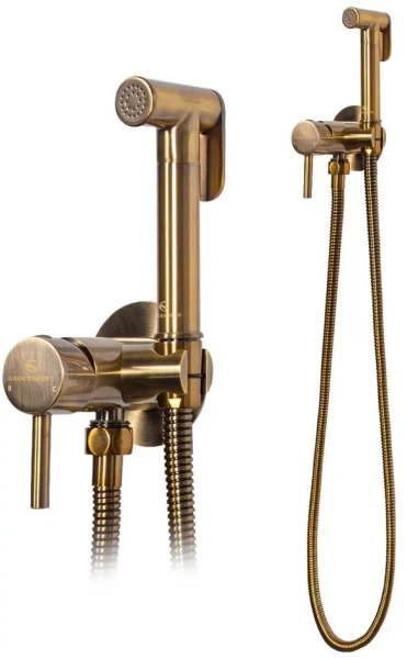 Смеситель встраиваемый с гигиеническим душем Grocenberg GB001 Бронза