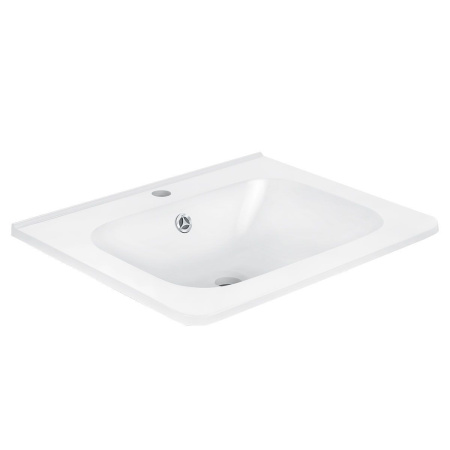 Тумба Vincea Paola 600 подвесная, 2 выкатных ящика soft close, G.White с умывальником VCB-2VP600W из искуственного камня, цвет белый