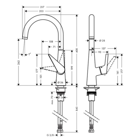 Hansgrohe Talis S 200 Смеситель для кухни хром 72813000