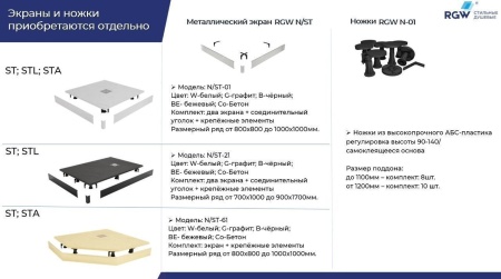 Душевой поддон прямоугольный RGW ST-W Белый, 900x1200