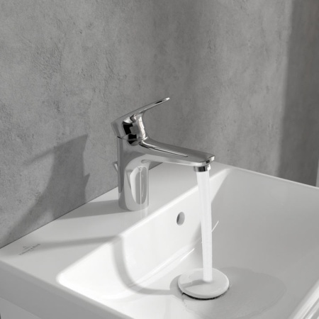 Villeroy & Boch O.novo Start Смеситель для раковины однорычажный с комплектом слива со стяжкой, Хром TVW10510111061