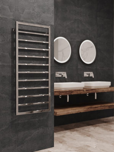 Полотенцесушитель водяной Stinox Croma 500x1200, нижнее подключение, хром, 1/2" ВР (внутренняя резьба), 10 перекладин