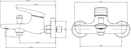 Смеситель для ванны с душем STWORKI Молде S23100BK матовый черный