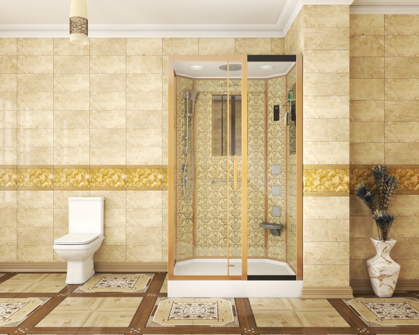 Душевая кабина Niagara Luxe NG-7711GR 90x120х215, низкий поддон, стенки золото