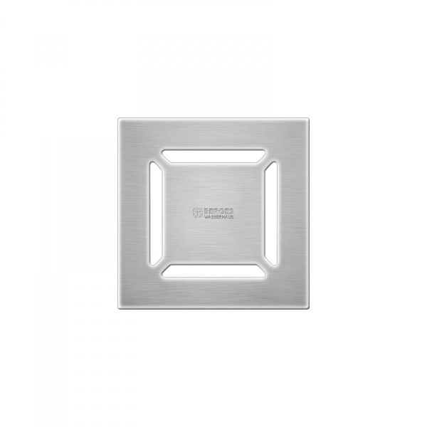 Трап BERGES водосток ZENTRUM Norma 150х150 матовый хром выпуск D50 H65 боковой