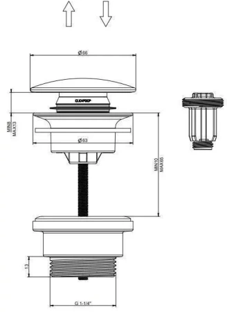 Донный клапан для раковины Hansberge H107 Никель