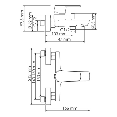 Смеситель для ванны WasserKRAFT Dill 6101