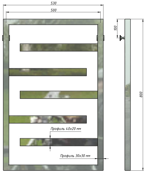 Полотенцесушитель водяной Stinox Corsica 500x800, нижнее подключение, хром, 1/2" ВР (внутренняя резьба), 5 перекладин