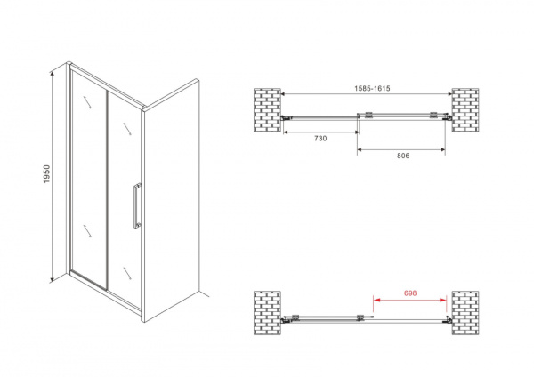 Душевая дверь ABBER Schwarzer Diamant AG30160BMH