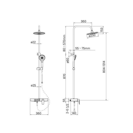 Душевая система IDDIS Shelfy SHESB3Fi06