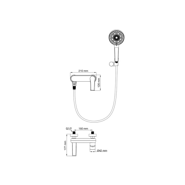Смеситель для ванны с душем WONZON & WOGHAND, Хром (WW-88037079-CR)