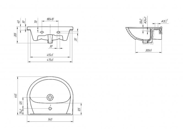 Раковина мебельная Cersanit ERICA 55, S-UM-ERI55/1-w