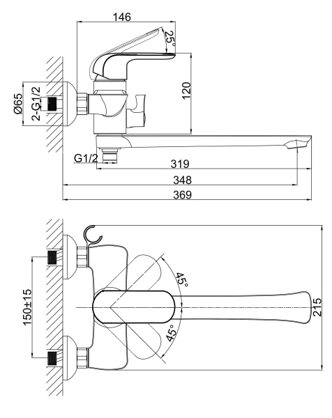 Смеситель для ванны D&K Venice.Gondola DA1023301