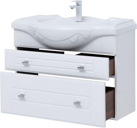 Тумба под раковину Aquanet Рондо 85 белый глянец