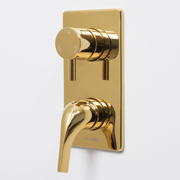 Смеситель для ванны и душа WasserKRAFT Sauer 7171 Глянцевое золото