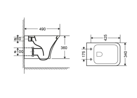 Унитаз подвесной Orange C02-100w безободковый, сиденье с микролифтом