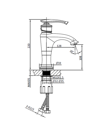 Смеситель для раковины ALTROBAGNO Беатриче (Beatrice) 0112 Cr