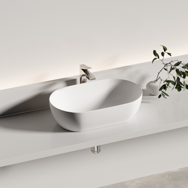 Раковина Ceramicanova Твист (Twist) накладная овальной формы 500x300x140 белый матовый CN12001MW