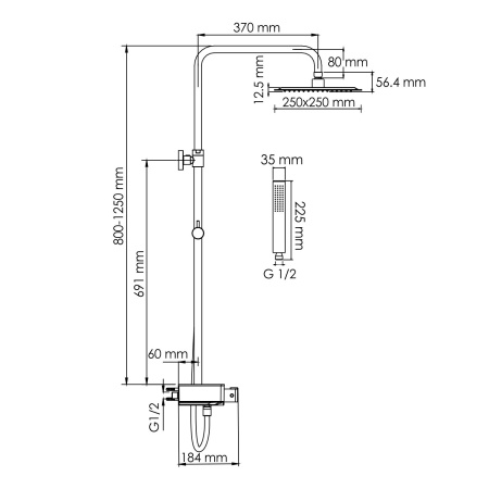 A114.255.218.CB Thermo Душевой комплект WasserKRAFT с термостатическим смесителем