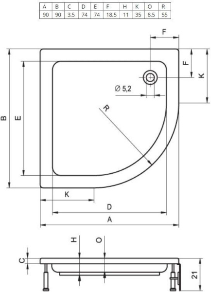 Душевой поддон Riho DA1900500000000 90x90