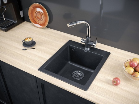 Мойка KANTE 40, IT-GRANIT, PM104249-BL, черный гранит, 415х490 мм, Paulmark
